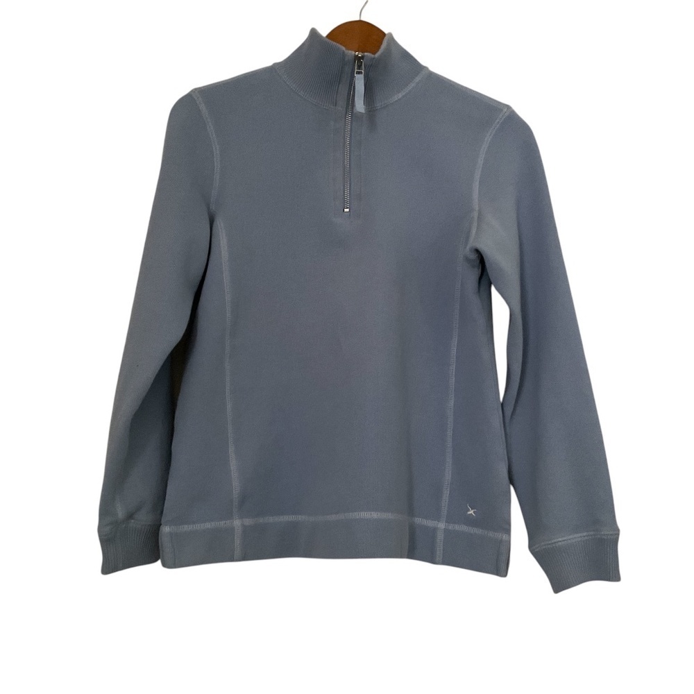 Eddie Bauer Women 1/2 Zip Sweater Sz S Light Blue Classic Preppy Old Money
